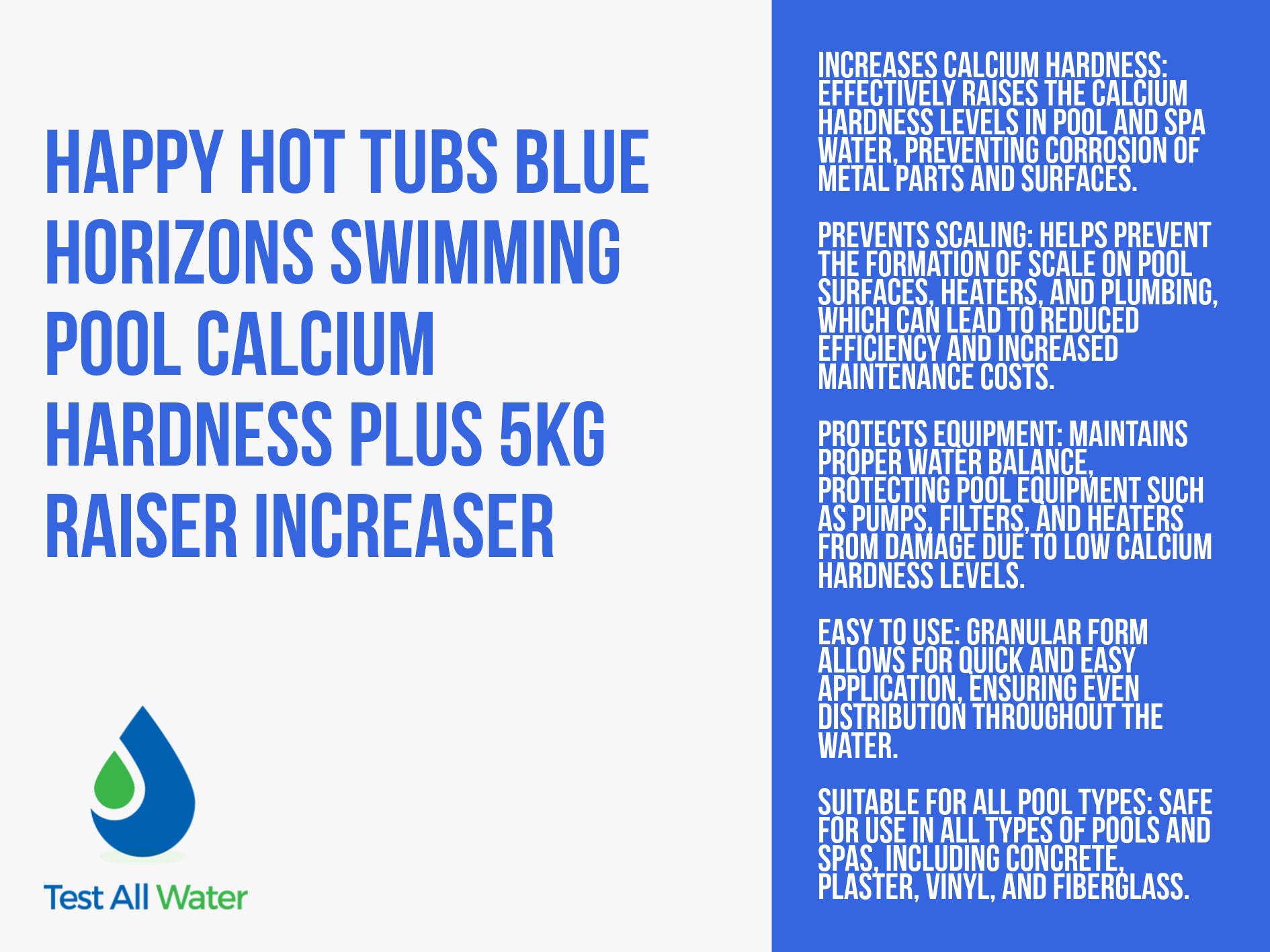 Blue Horizons Calcium Hardness Raiser 5kg - USE CHPLUS5OL / CHPLUS1OL as alternative