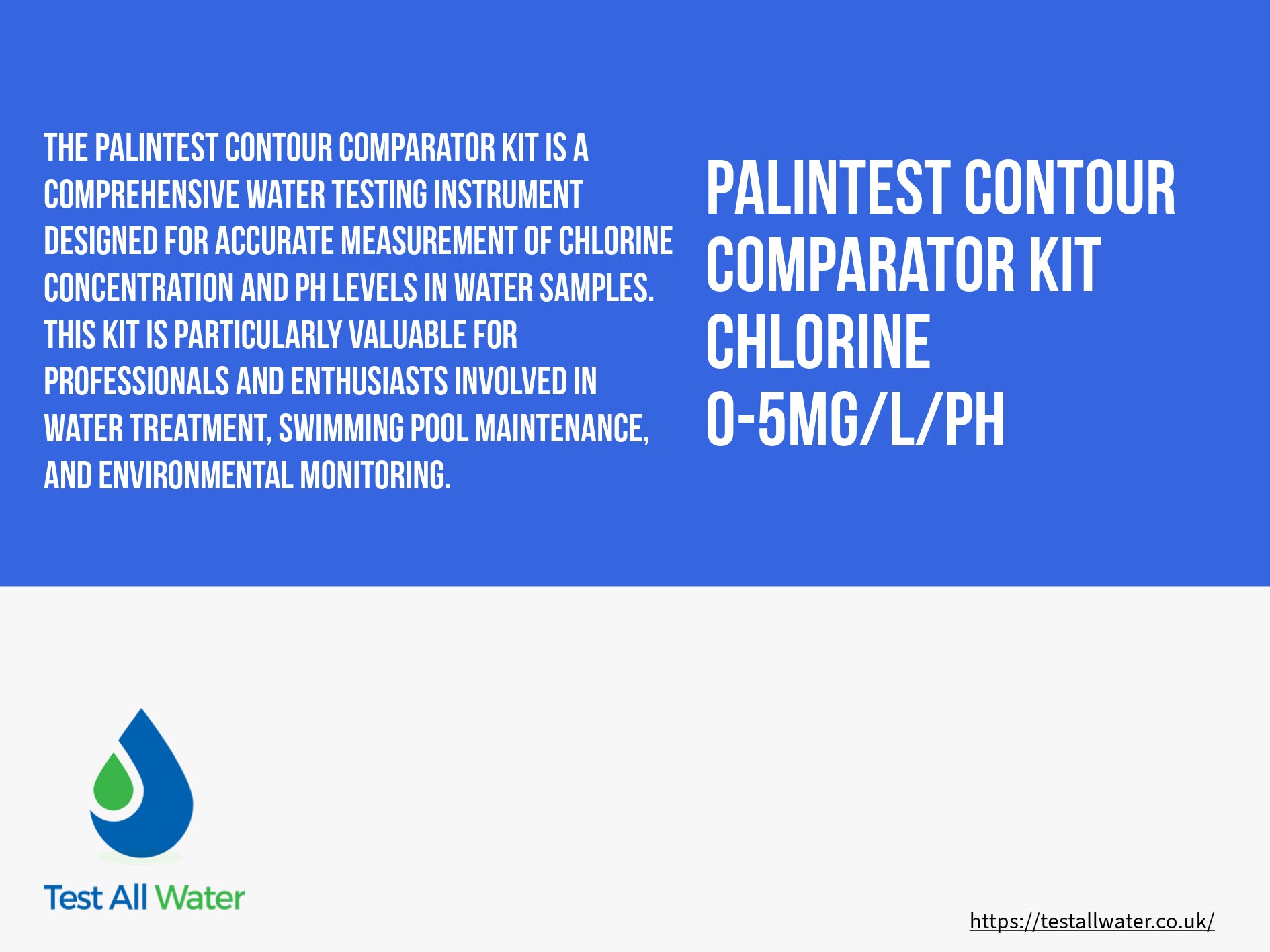 Palintest Contour Comparator Kit Chlorine 0-5mg/l  / pH