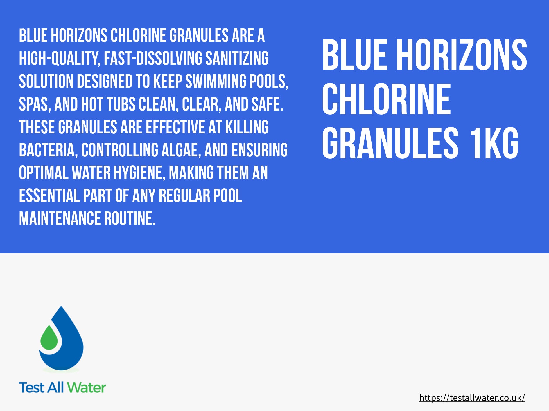 Blue Horizons Chlorine Granules 1kg use CLGRAN1OL as alternative