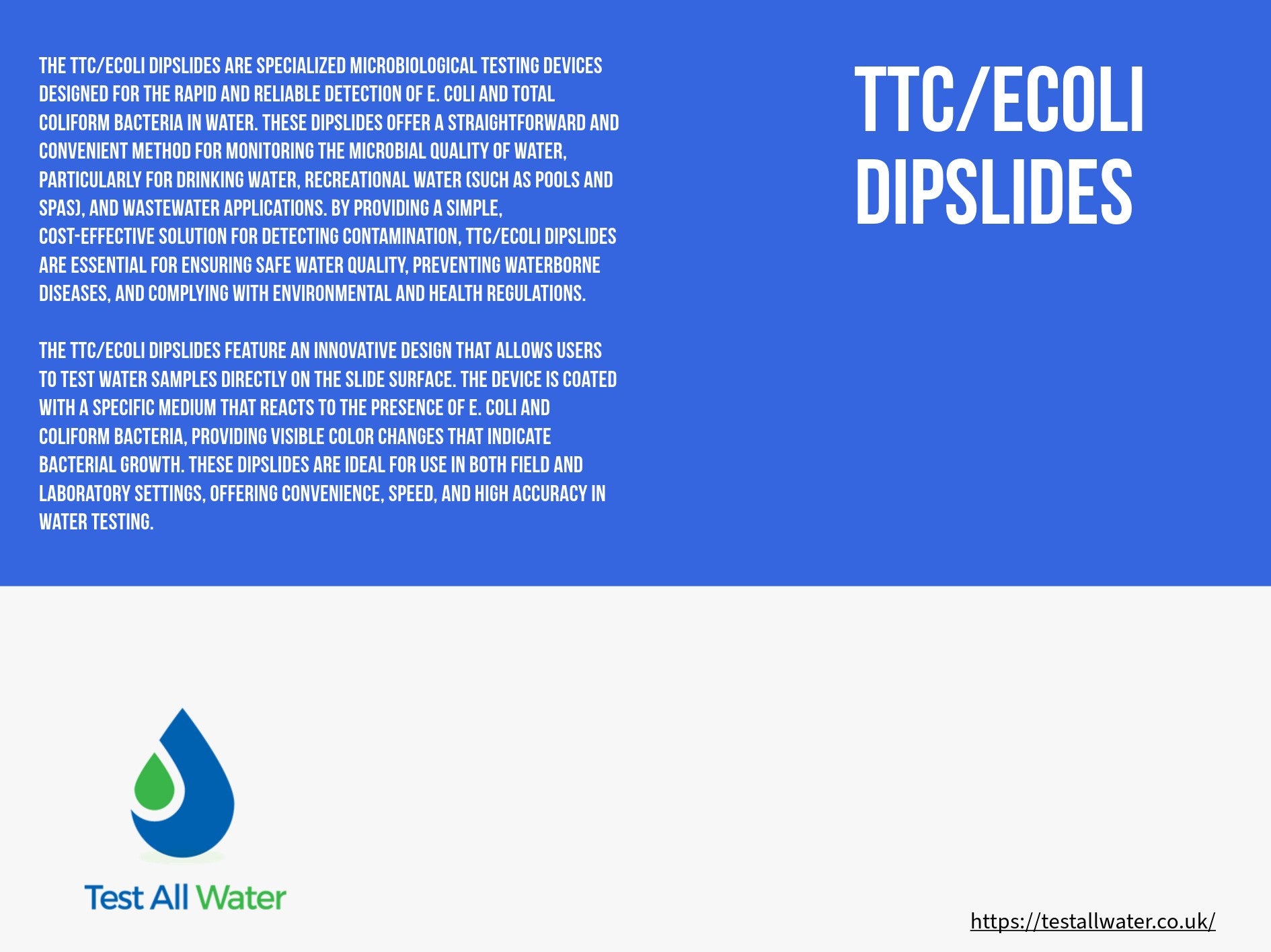 TTC/ECOLI & Pseudomonas Dipslides