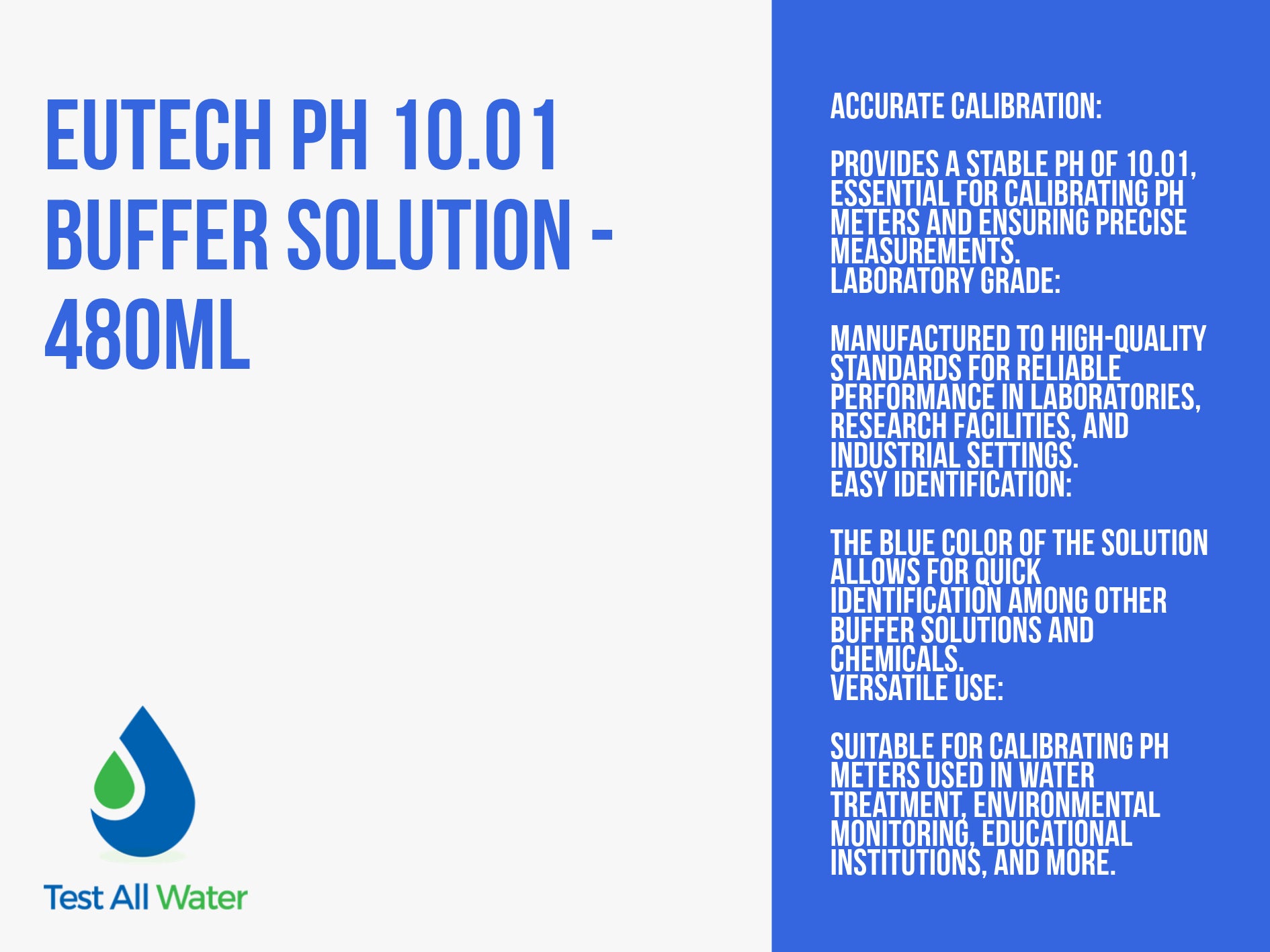 Eutech pH 10.01  Buffer Solution - 480ml