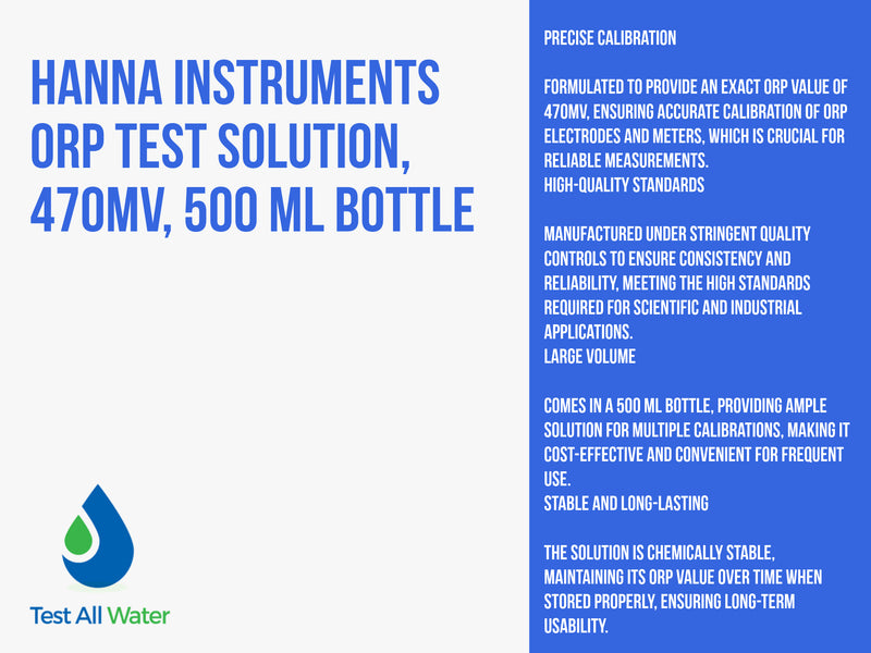 Hanna Instruments ORP test solution, 470mV, 500 mL bottle