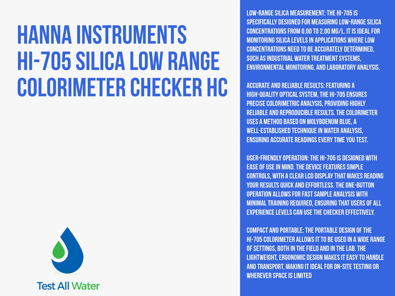 Hanna Instruments HI-705 Silica Low Range Colorimeter Checker HC