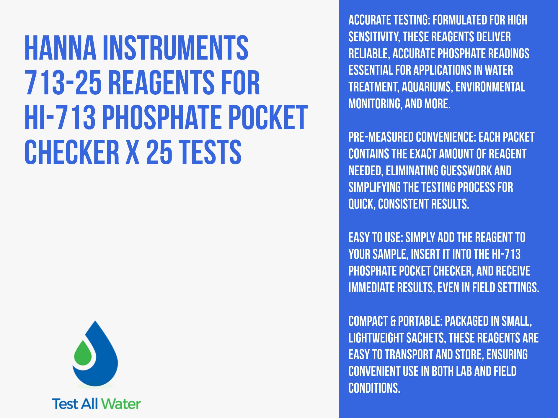 Hanna Instruments-713-25 Reagents for Hanna Instruments-713 Phosphate Pocket Checker x 25 tests