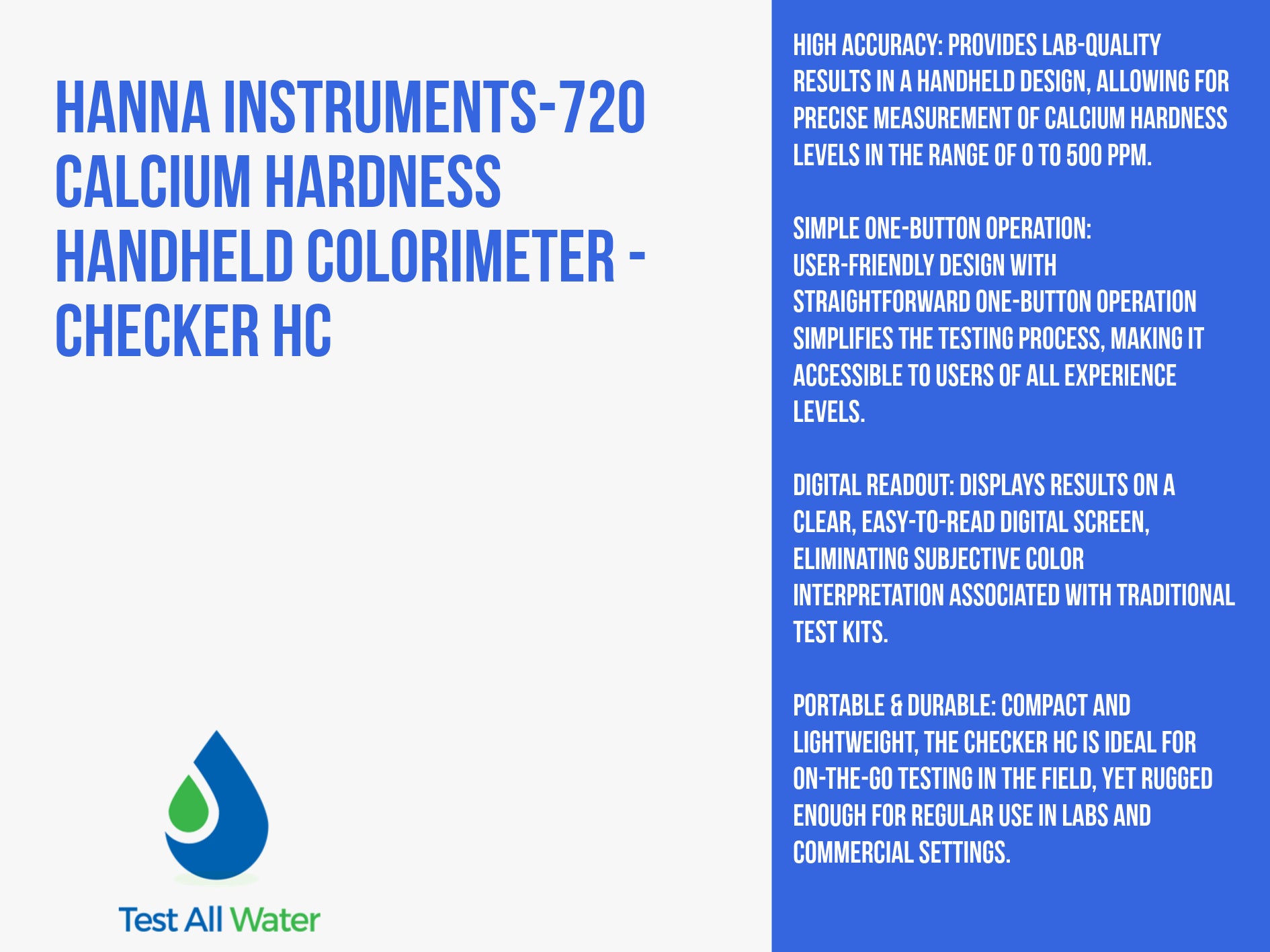 Hanna Instruments-720 Calcium Hardness Handheld Colorimeter - Checker HC