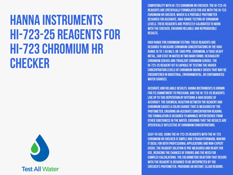 Hanna Instruments HI-723-25 Reagents for HI-723 Chromium HR Checker