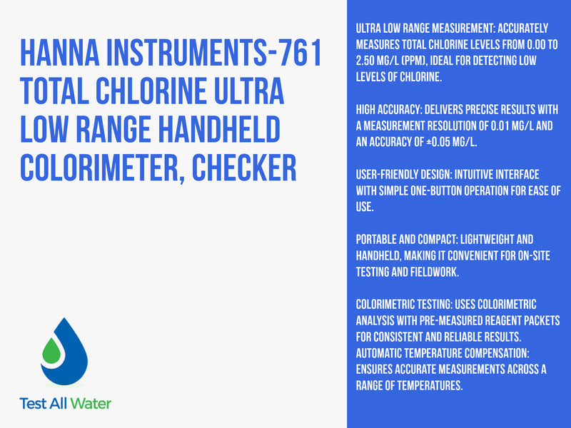 Hanna Instruments-761 Total Chlorine Ultra Low Range  Handheld Colorimeter, Checker HC