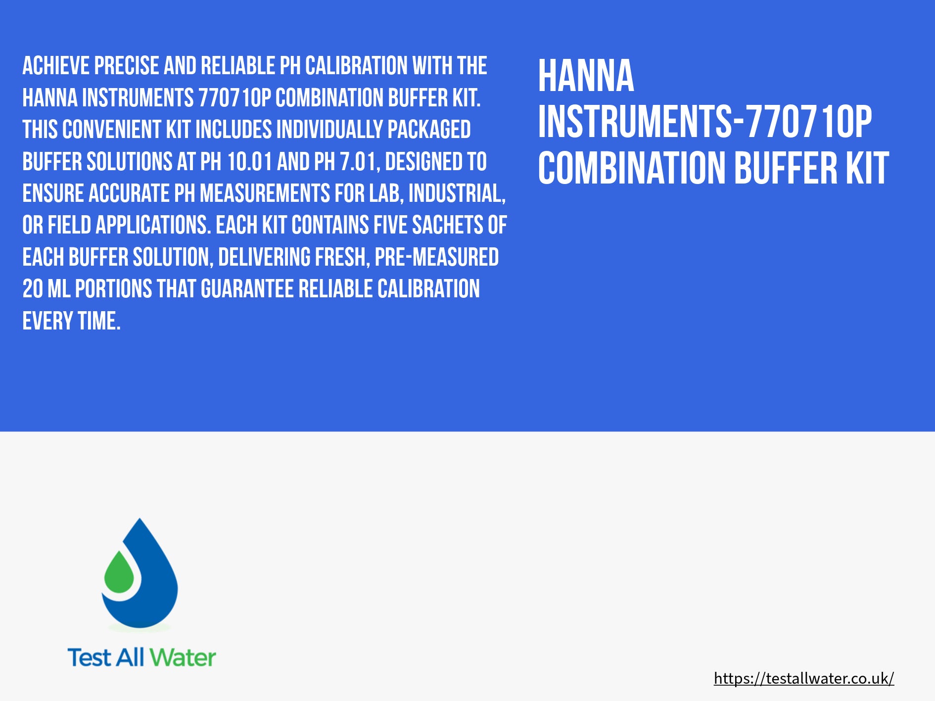 Hanna Instruments-770710P Combination Buffer Kit 10.01 & 7.01 pH  5 x 5 20ml Sachets