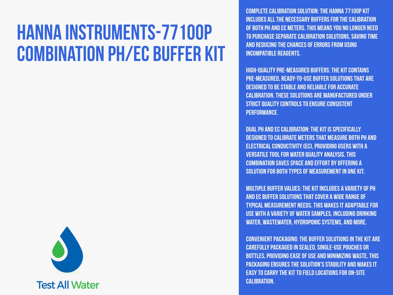 Hanna Instruments-77100P Combination pH/EC Buffer Kit 1413 uS/cm & 7.01 pH 10 x 10 sachets