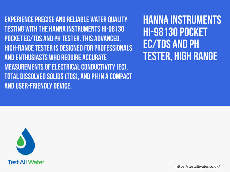 Hanna Instruments Pocket EC/TDS and pH Tester, High Range