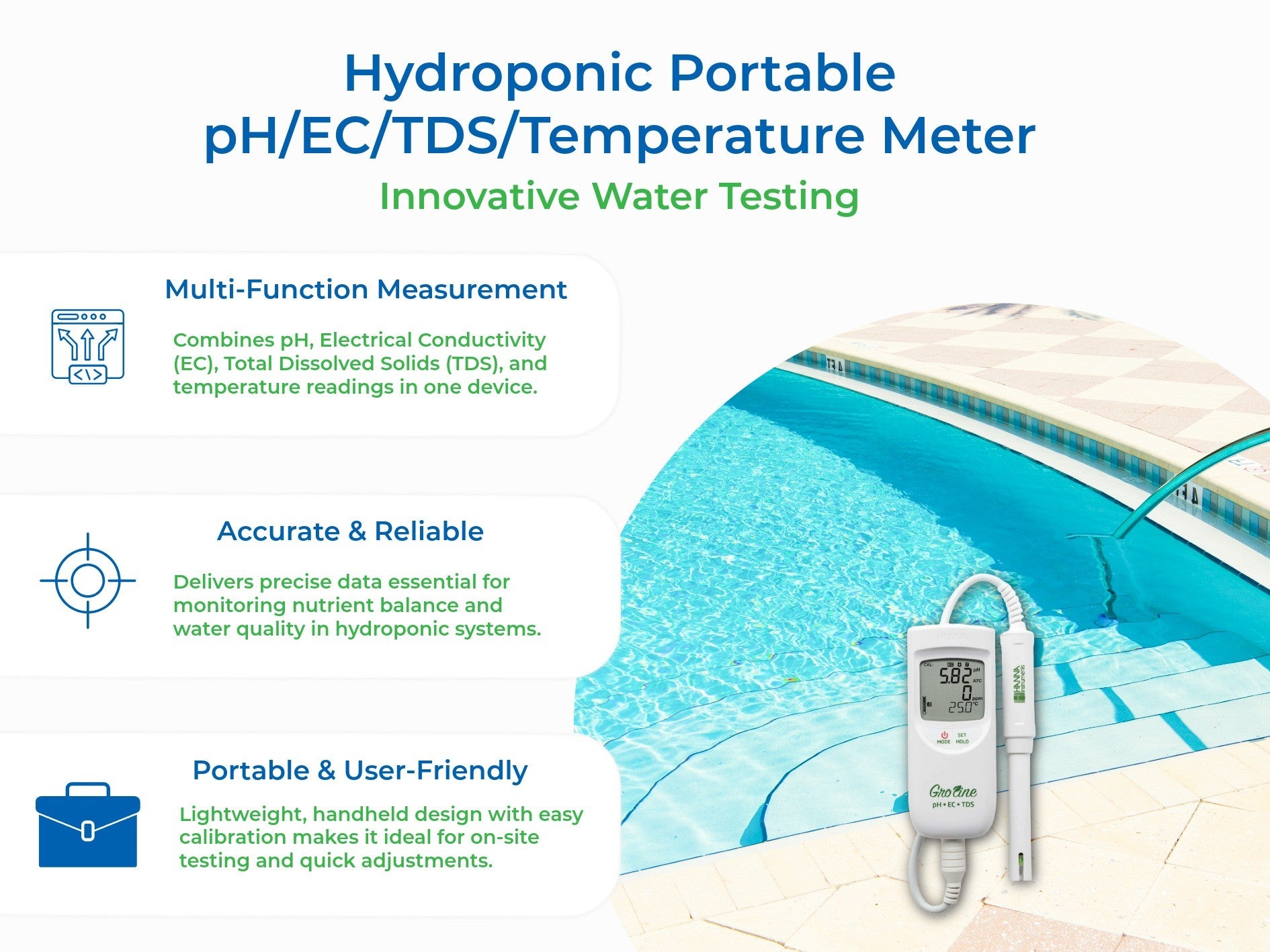 Hanna Instruments-9814 Groline Hydroponic Portable pH/EC/TDS/Temperature Meter