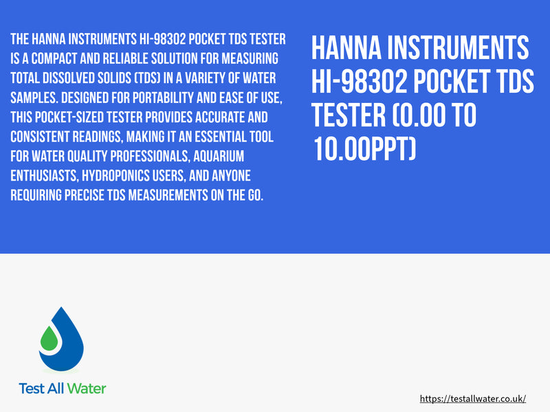 Hanna Instruments HI-98302 Pocket TDS Tester (0.00 to 10.00ppt)