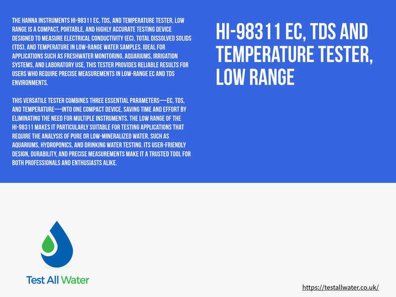 Hanna Instruments-98311 EC, TDS  and Temperature Tester, Low Range