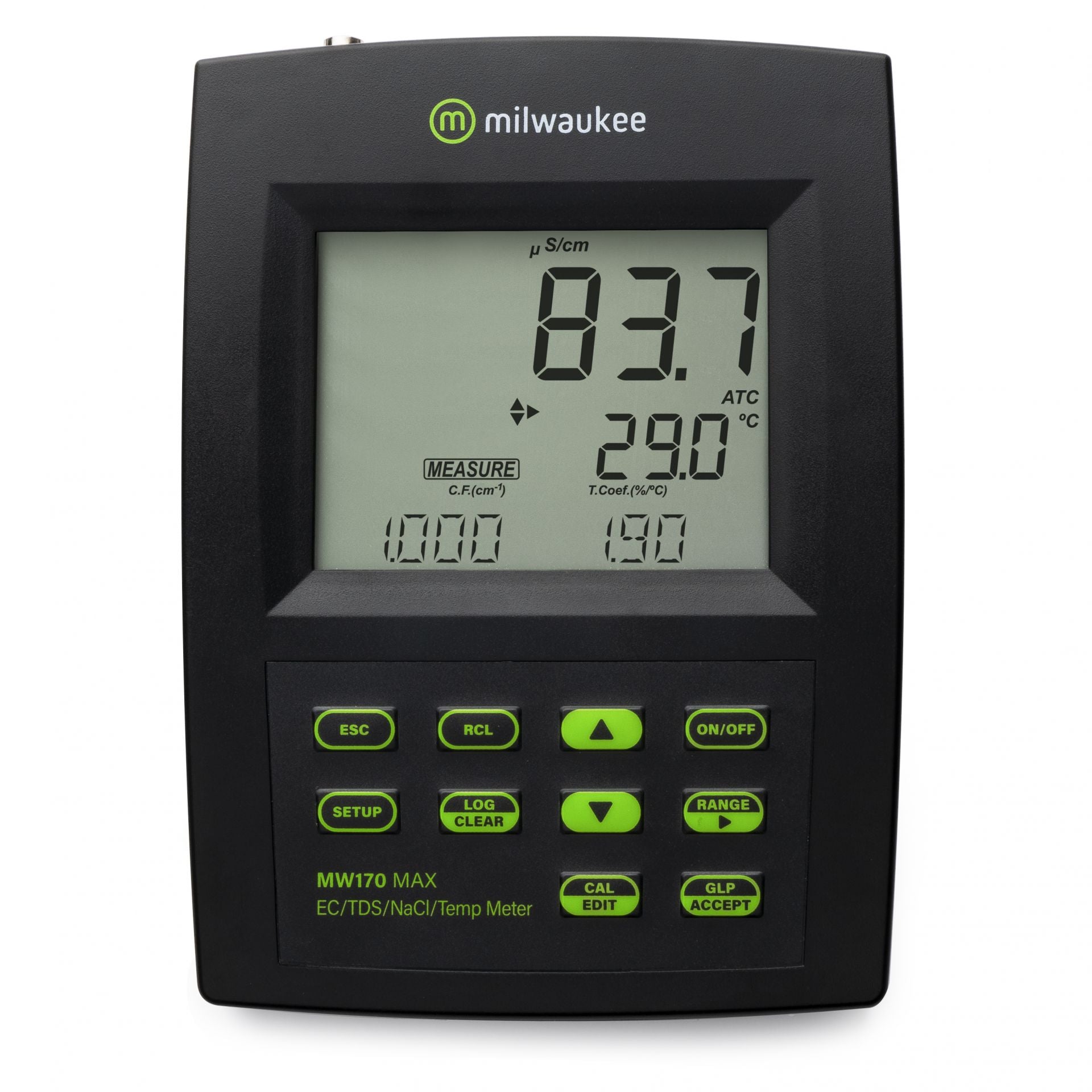 Milwaukee MW170 MAX EC/TDS/NaCl/Temp Logging Bench Meter