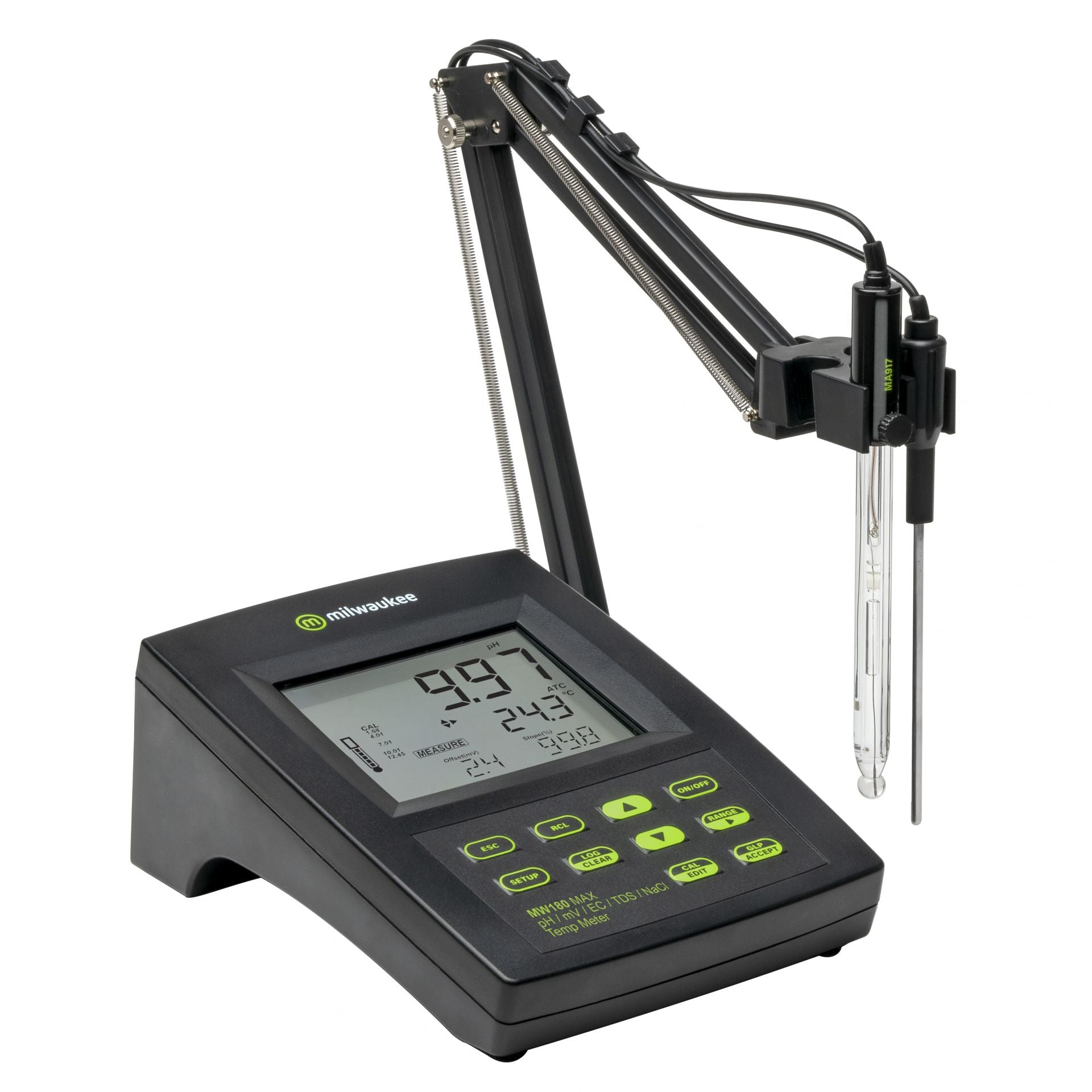 Milwaukee MW180 MAX pH/mV/EC/TDS/NaCl/Temp Bench Meter with Logging