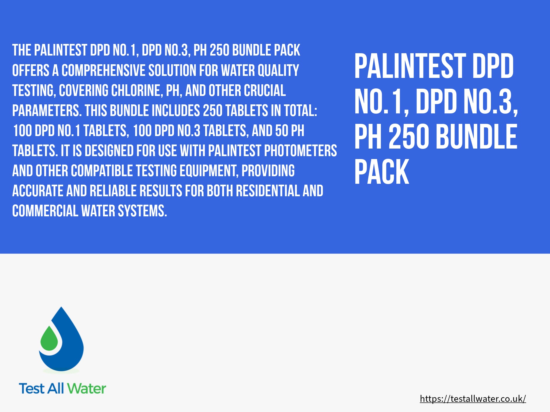 Palintest DPD No.1, DPD No.3 &  pH 250 Tablets Pack