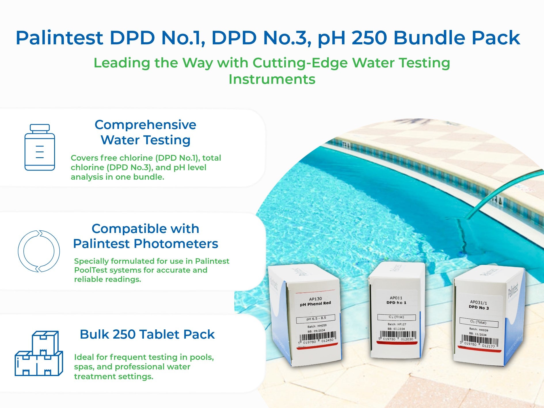 Palintest DPD No.1, DPD No.3 &  pH 250 Tablets Pack