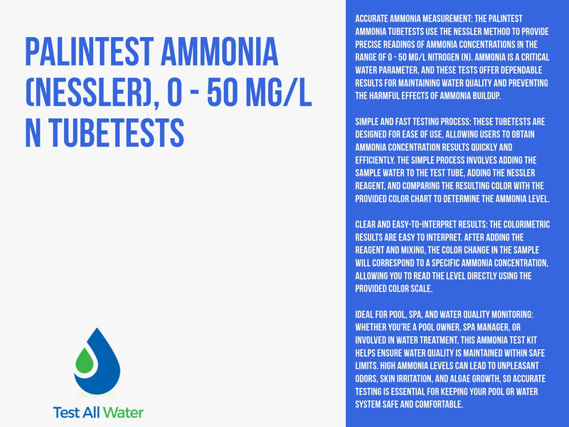 Palintest Ammonia (Nessler), 0 - 50 mg/L N Tubetests