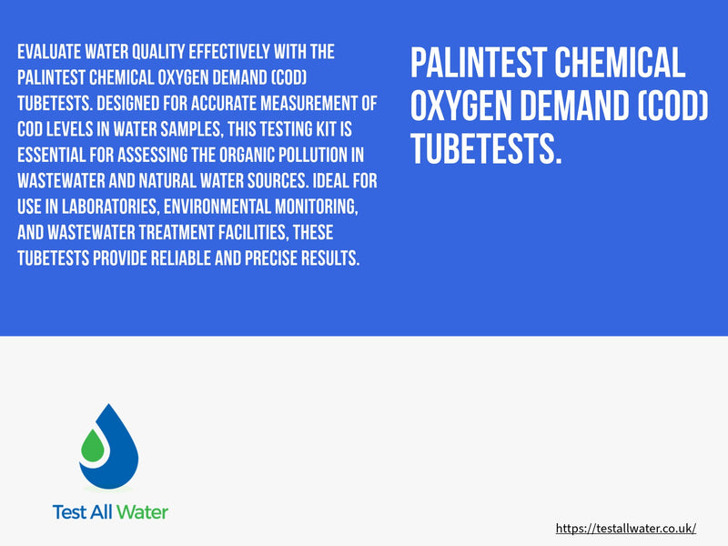 Palintest Chemical Oxygen Demand (COD) Tubetests. 50 - 2000 mg/L O2