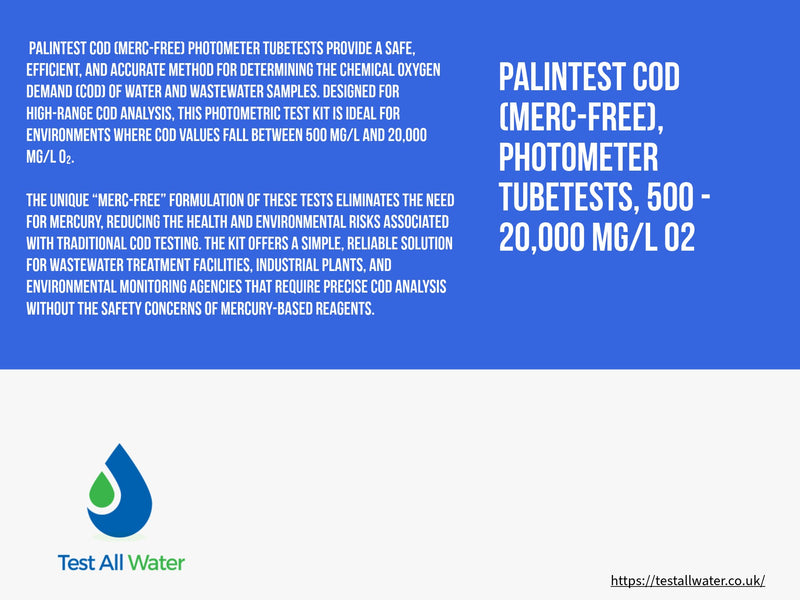 Palintest COD (Merc-Free), Photometer Tubetests, 500 - 20,000 mg/L O2