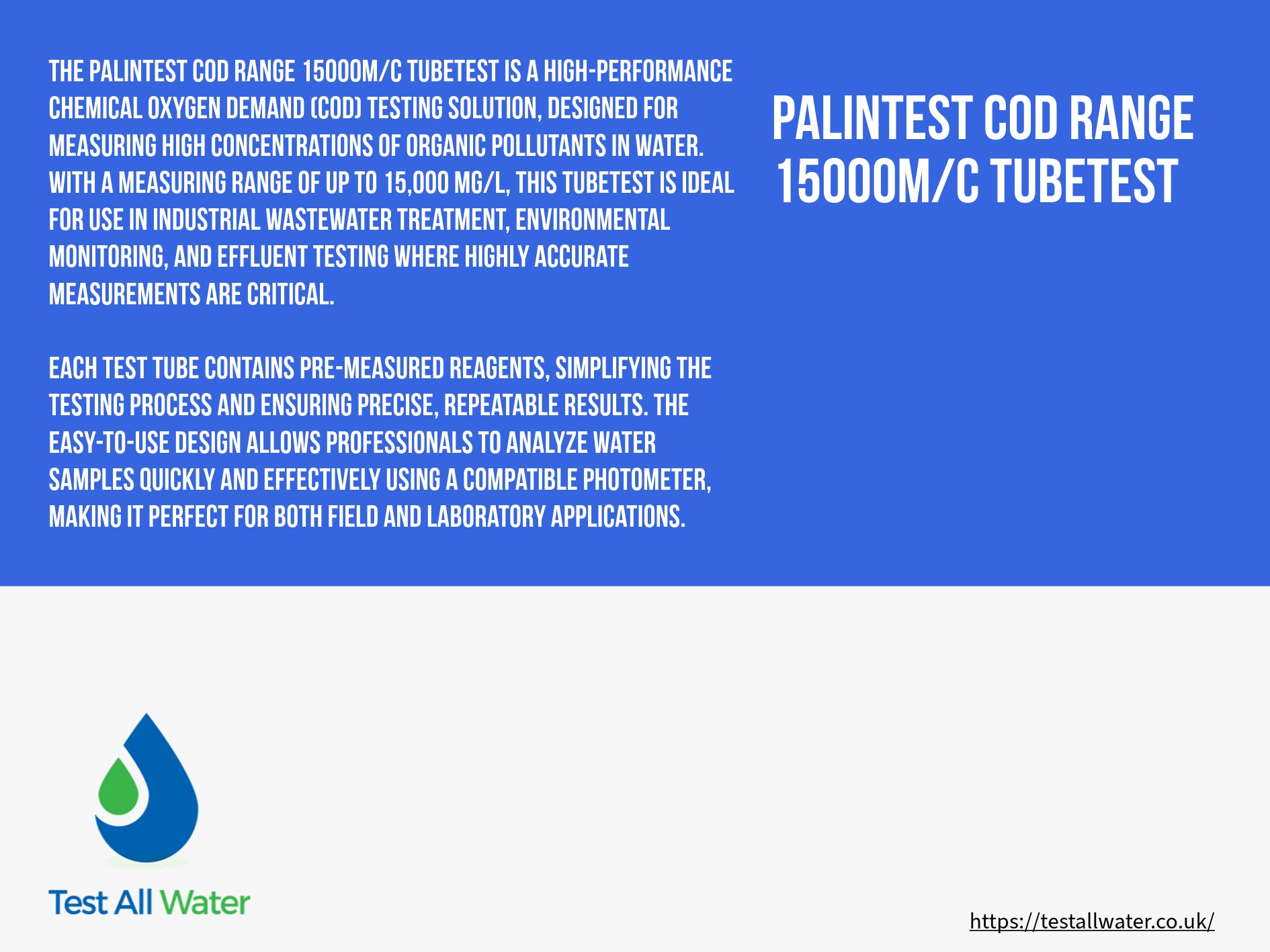 Palintest COD Range 15000M/C TUBETEST