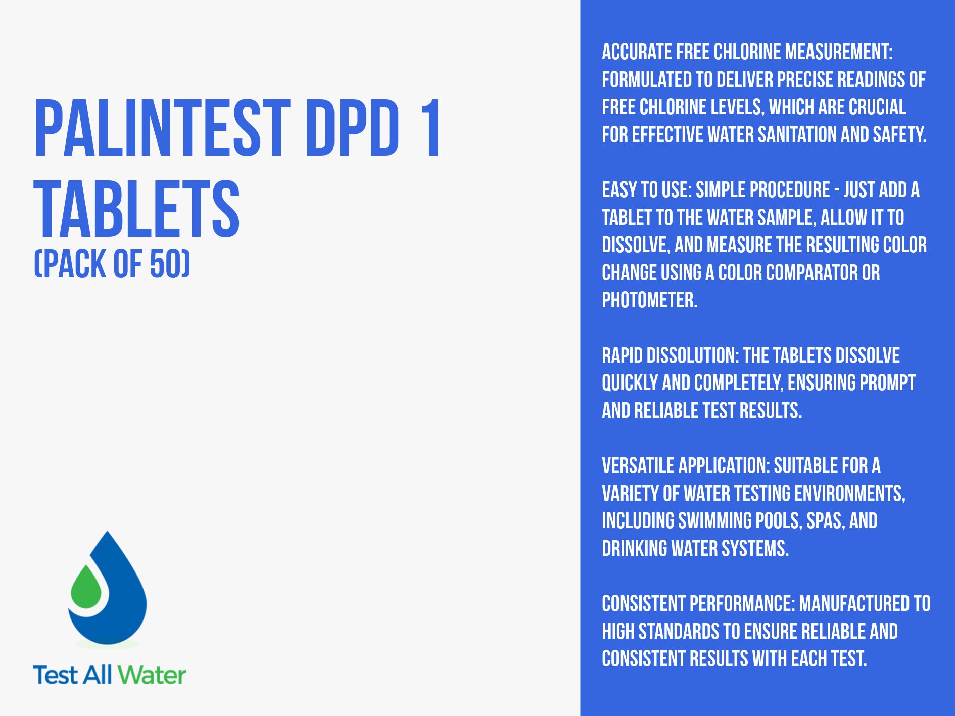 Palintest DPD No 1 Photometer / Comparator Reagents