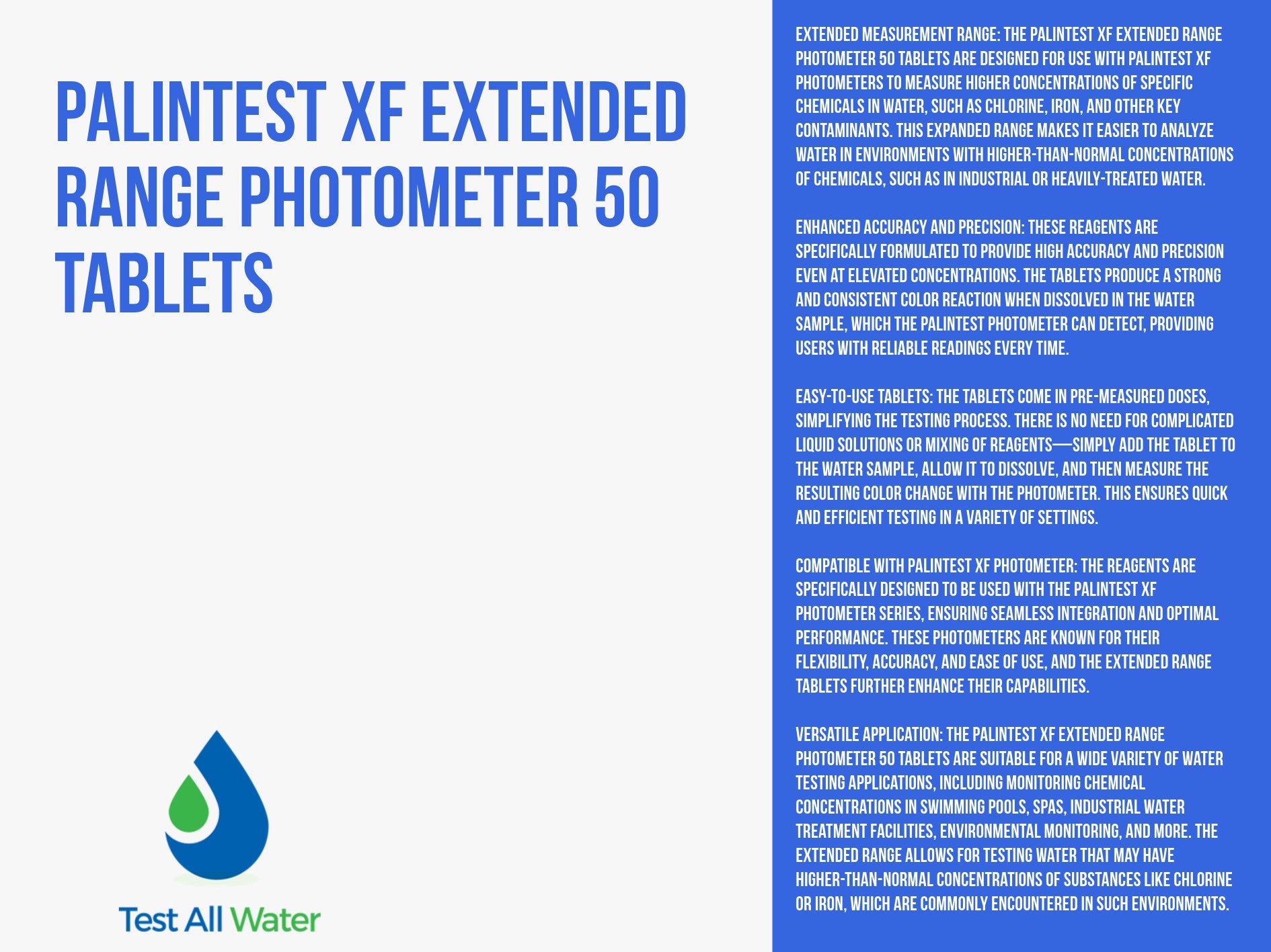 Palintest XF Extended Free Chlorine Range Photometer Tablets