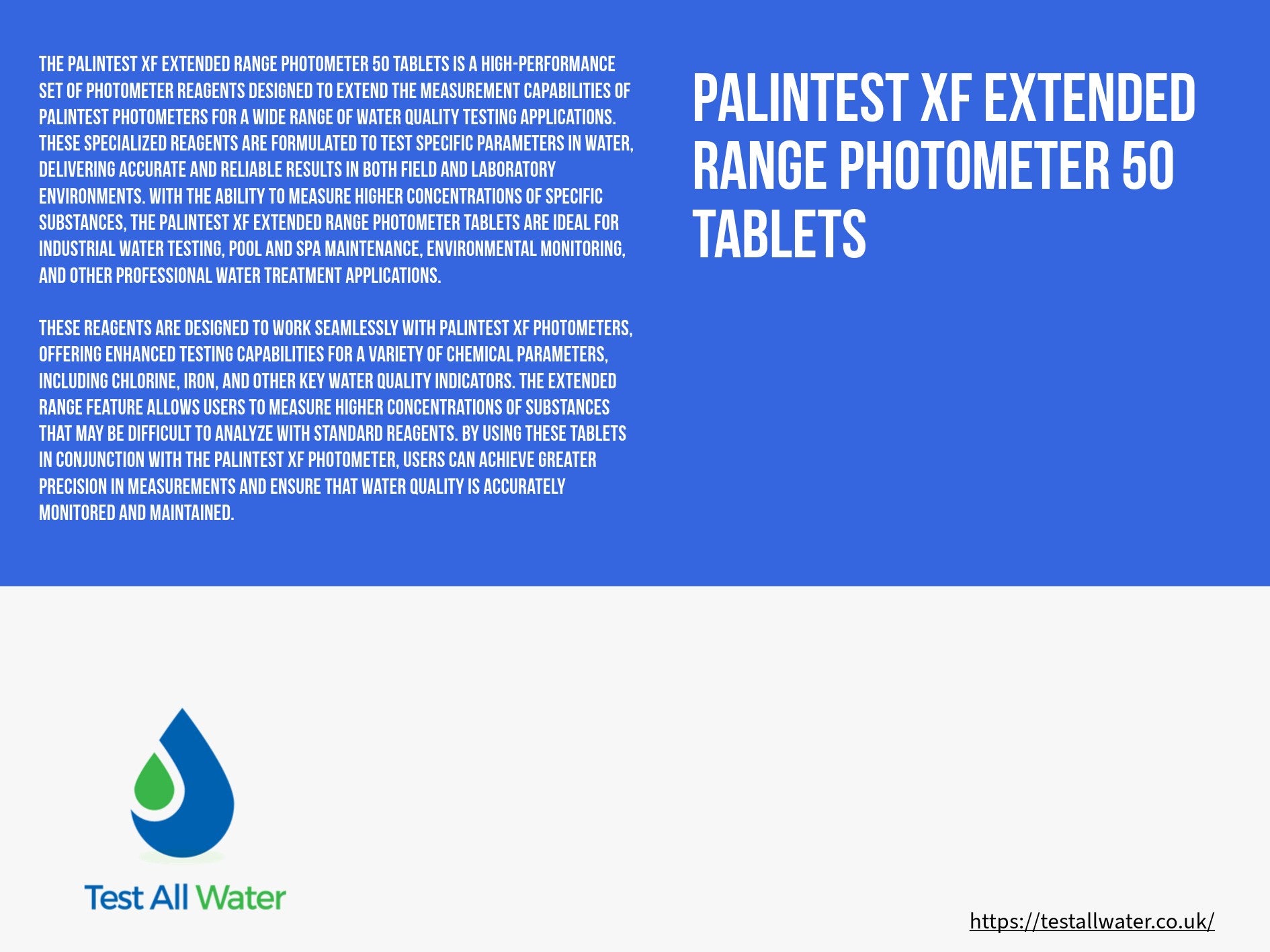 Palintest XF Extended Free Chlorine Range Photometer Tablets