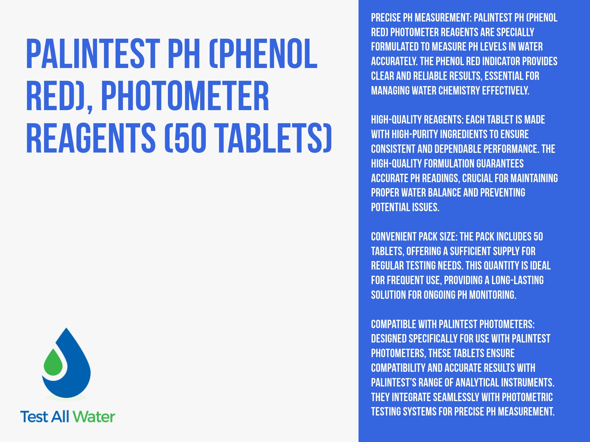 Palintest pH (Phenol Red), Photometer Reagents