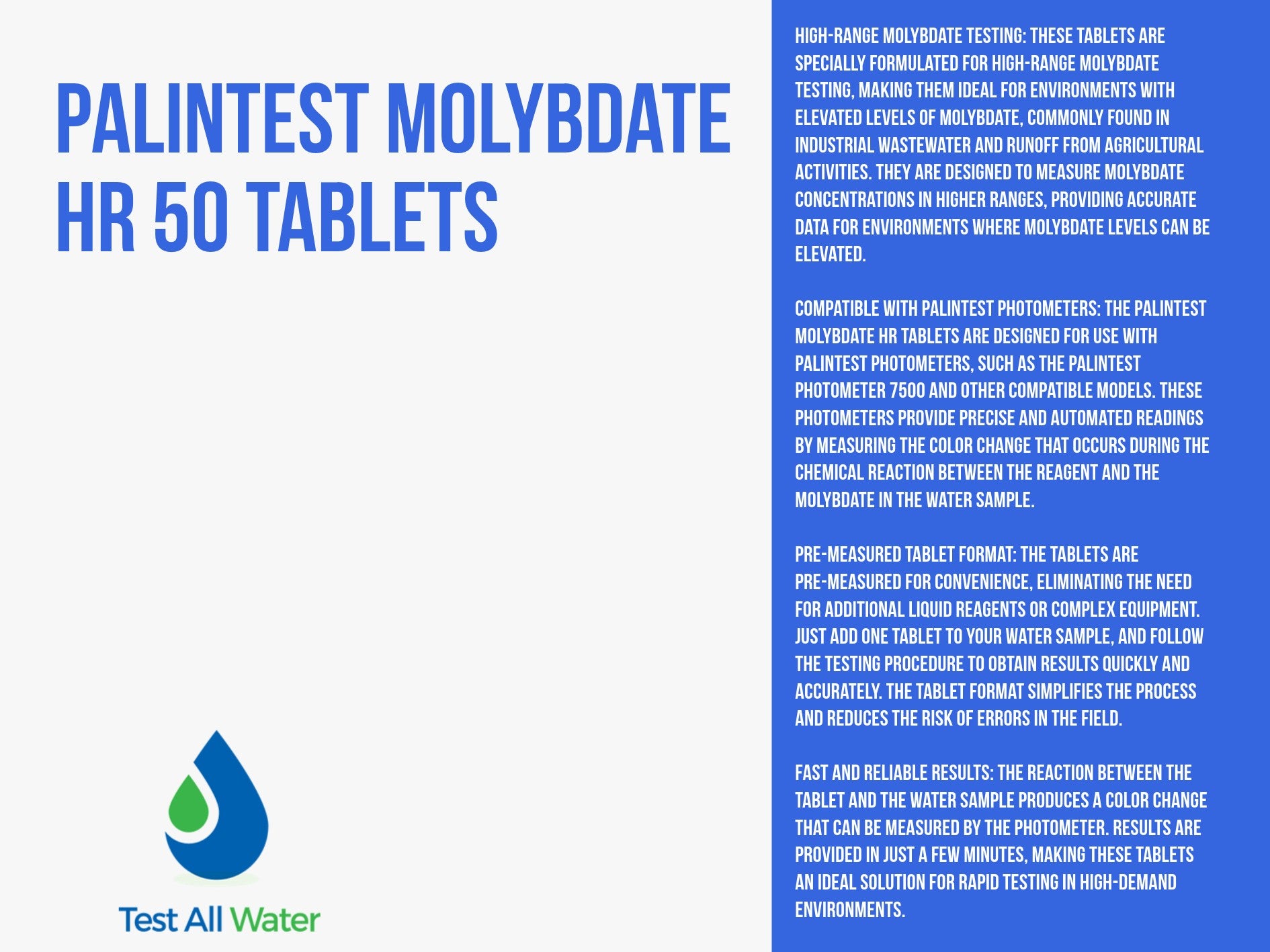 Palintest Molybdate HR Tablets
