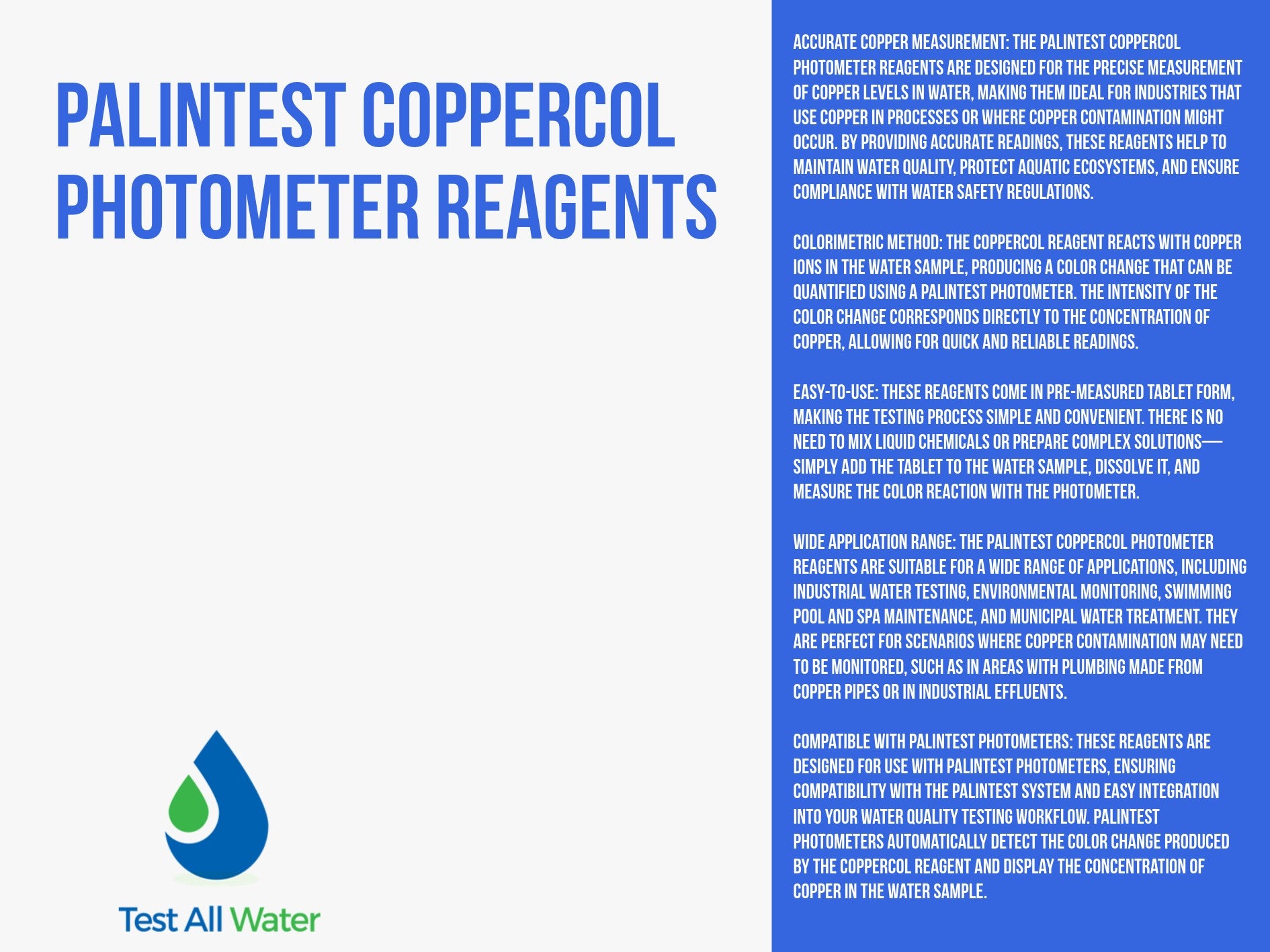 Palintest Coppercol Photometer Tablets