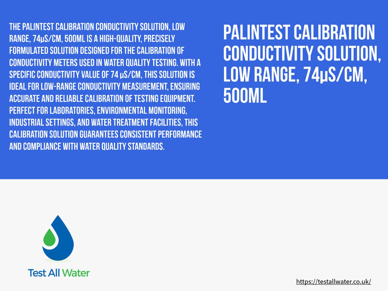 Palintest Calibration Conductivity Solution, Low Range, 74µS/cm, 500mL