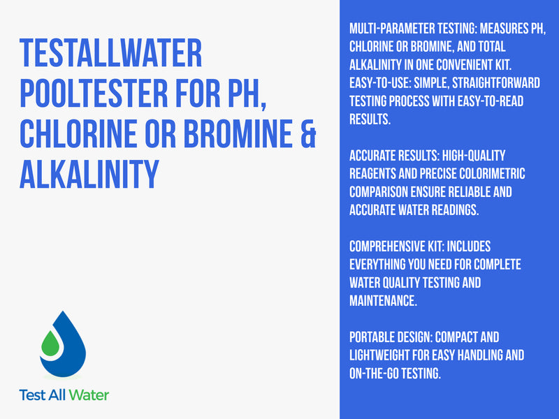 Water-I.D Pooltester for pH, Chlorine or Bromine & Alkalinity