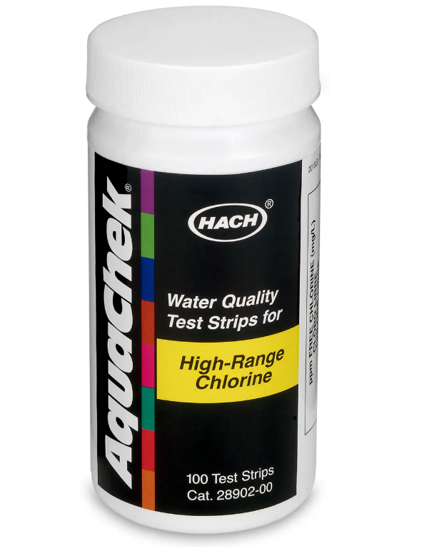 HACH Free Chlorine 0-600 mg/L, 100 tests Test Strips