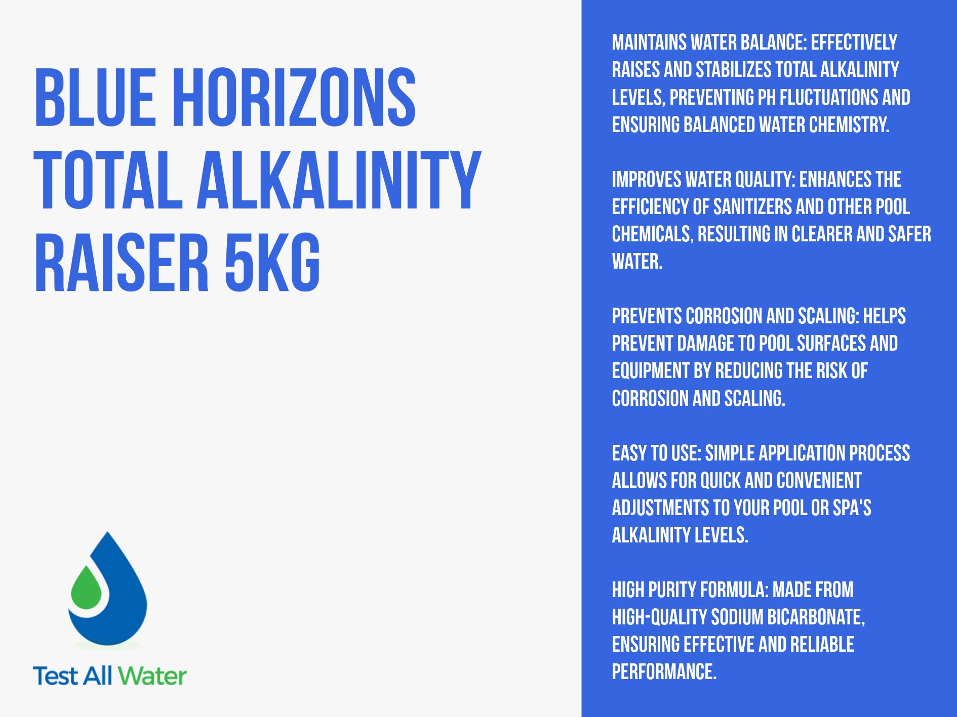 Blue Horizons Total Alkalinity Raiser 5kg - Use TAPLUS5OL as alternative