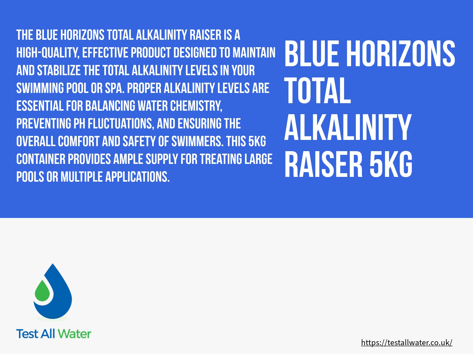 Blue Horizons Total Alkalinity Raiser 5kg - Use TAPLUS5OL as alternative