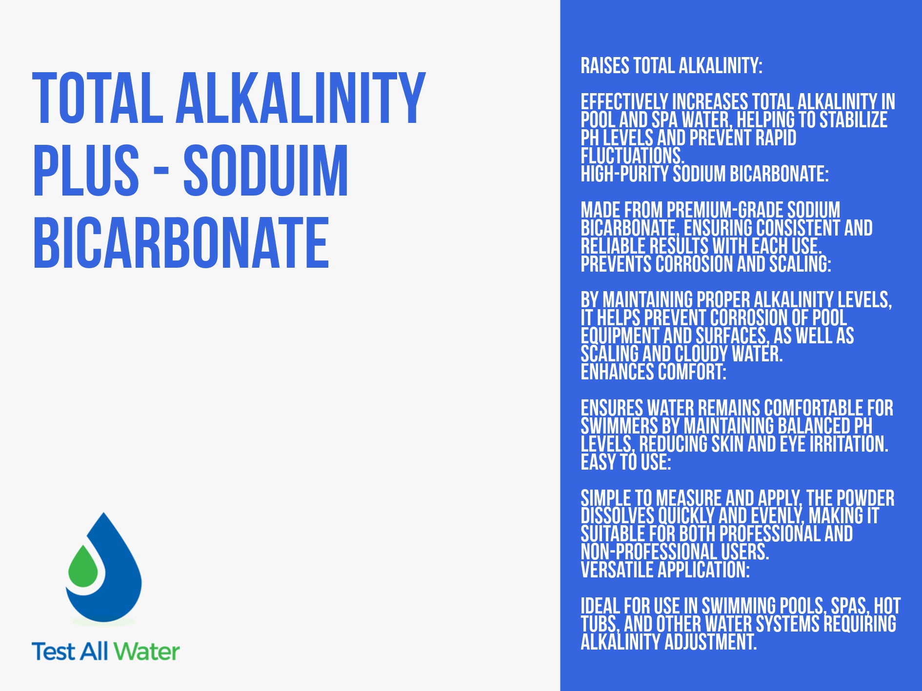Hot Tub & Spa Total Alkalinity Plus (Sodium Bicarbonate)