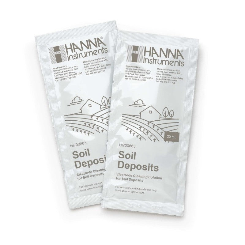 Hanna Instruments HI-700663P Cleaning Solution for Soil Deposits (Agriculture), 25 x 20 mL sachets