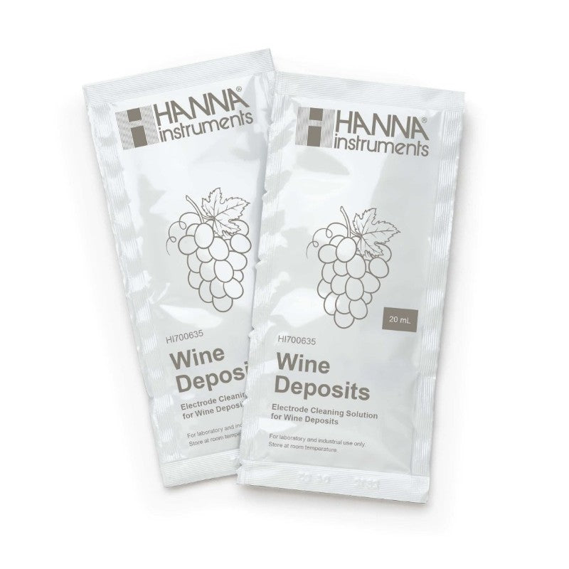 Hanna Instruments HI-700635P Electrode Cleaning Solution for Wine Deposits (Winemaking), 25 x 20 mL sachets