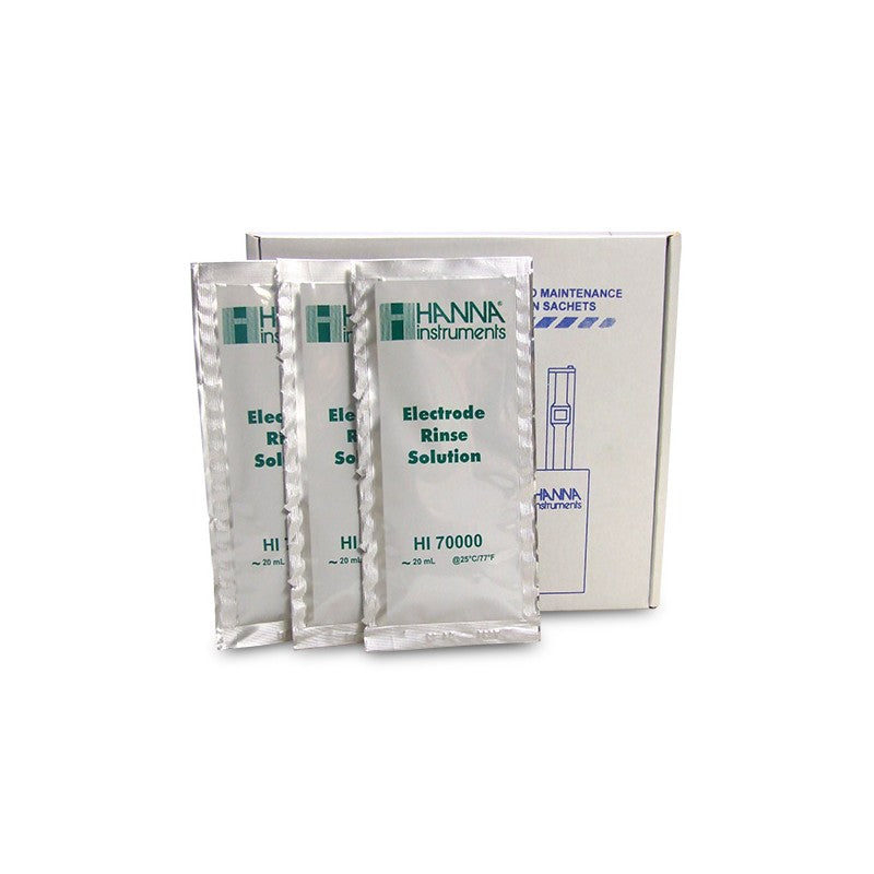 Hanna Instruments HI-70000P Electrode Rinse Solution Sachets, 25 x 20 mL sachets
