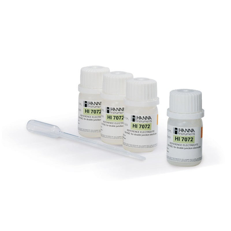 Hanna Instruments HI-7072 Electrolyte Solution for Double Junction Electrodes, 1M KNO3  4 x 30mL Bottles