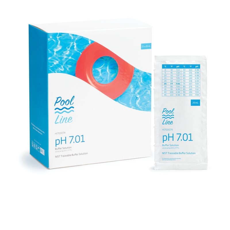 Hanna Instruments HI-700074P Pool Line 7.01 pH Buffer Solution, 25 x 20 mL sachets