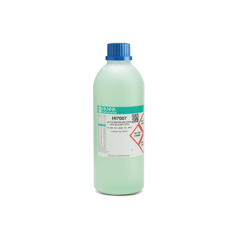 Hanna Instruments-7007C Green coloured Buffer Solution 7.01 pH Value at 25°C, 500 mL bottle