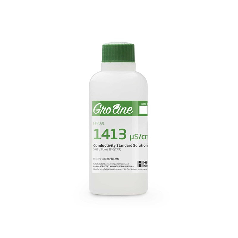 Hanna Instruments HI-7031-023 GroLine 1413 uS/cm Conductivity Standard with Certificate, 230mL