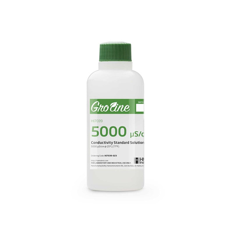 Hanna Instruments HI-7039-023 GroLine 5000 uS/cm Conductivity Standard with Certificate, 230mL