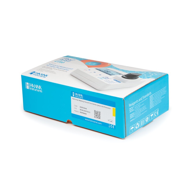 Hanna Instruments HI-971044 Pool Line portable photometer for Alkalinity, free and total Chlorine, cyanuric acid and pH with Cal Check