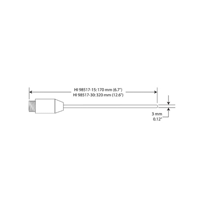 Hanna Instruments HI-98517-15 K-type thermocouple temperature probe, 170 mm
