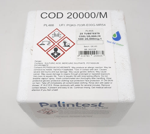 Palintest COD/20000/M 0-20000 mg/L O2 Tubetests