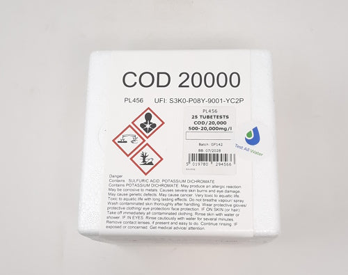Palintest COD (Merc-Free), Photometer Tubetests, 500 - 20,000 mg/L O2