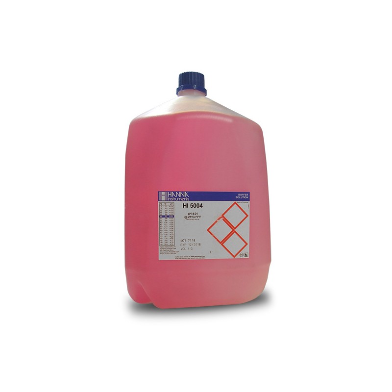 Hanna Instruments HI-5004-R08 pH 4.00 Red Technical Buffer Solution, 2 x 1 gallon bottles with cert